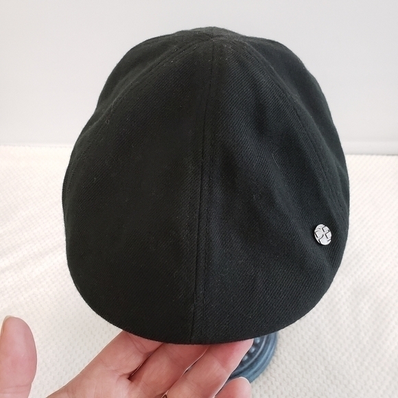 Flat Cap Drivers Newsboy Hat Black Adjustable Wool Blend Very‎ Good Pre-owned - Picture 2 of 10